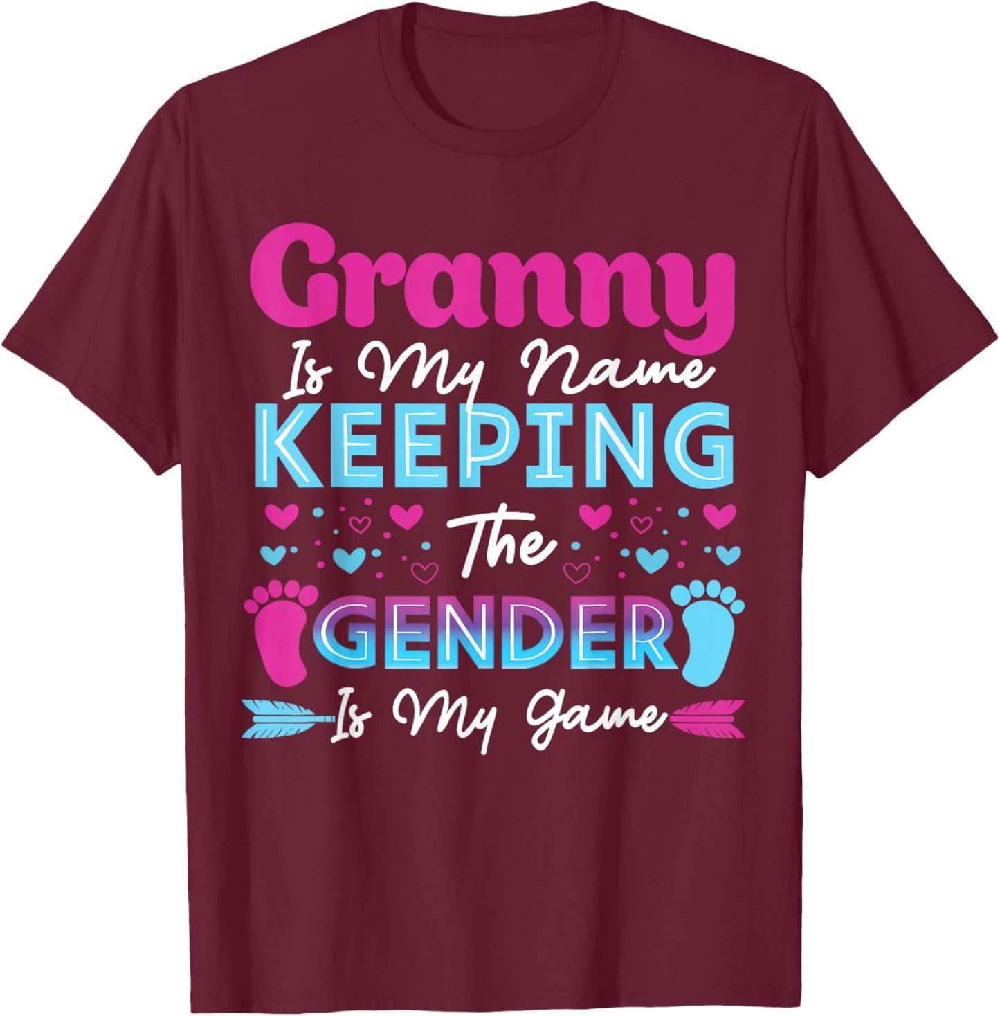 Keeper of The Gender Granny Baby Shower Gender Reveal T-Shirt - T-Shirt | Maroon