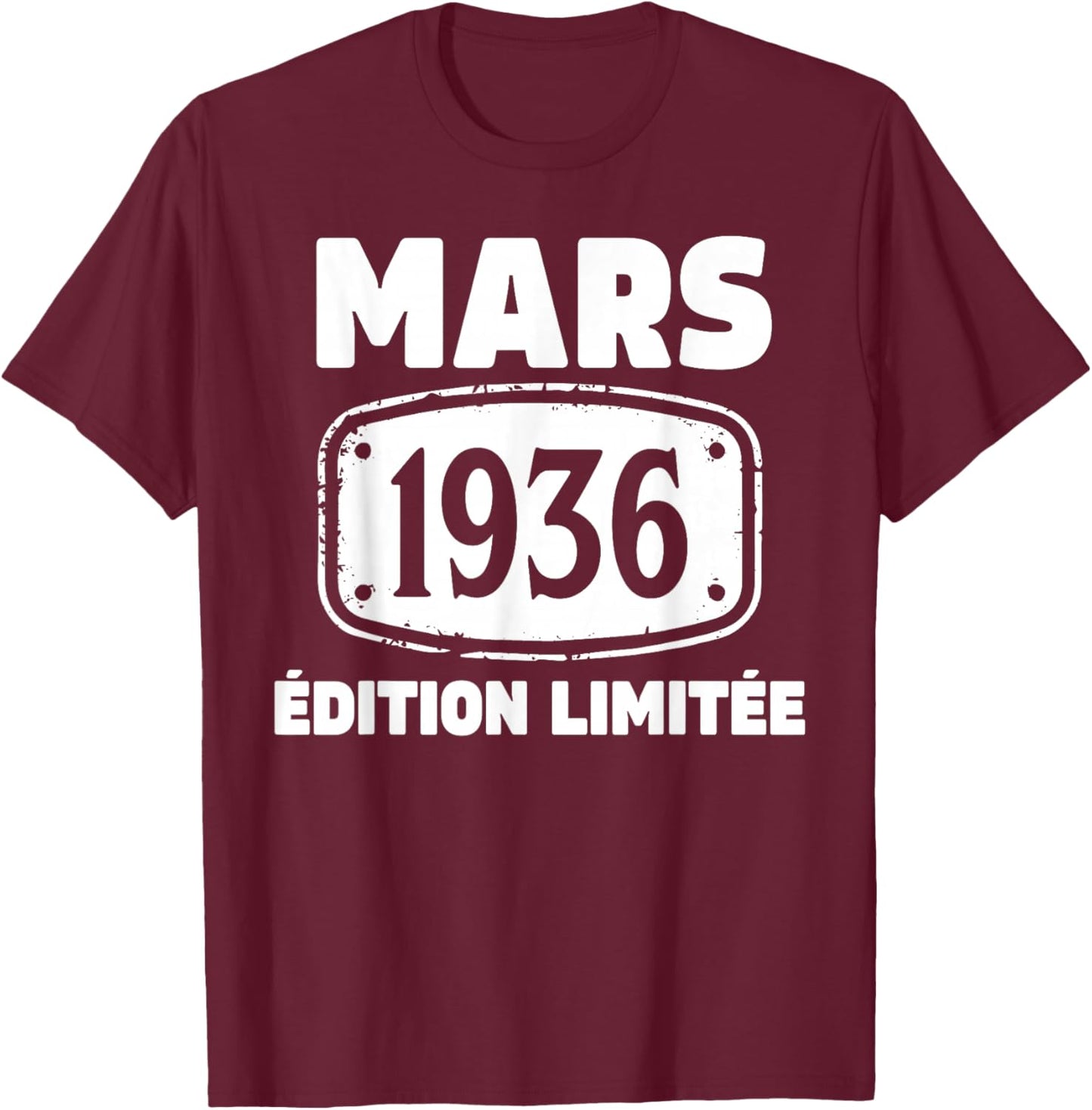 90 Ans Homme 1936 Anniversaire Mars 90 Ans Homme 1936 T-Shirt - T-Shirt | Maroon