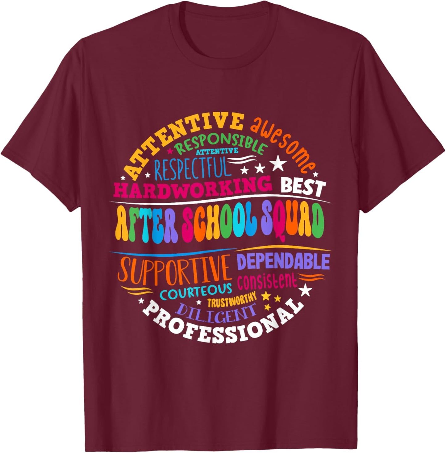 Groovy After School Squad After School Program Staff T-Shirt - T-Shirt | Maroon