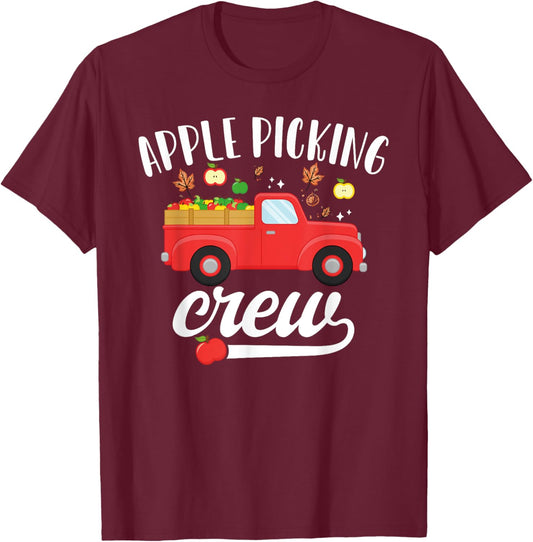 Apple Picking Crew Apple Picking Squad Cute Harvest Season T-Shirt - T-Shirt | Maroon
