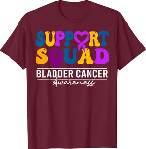 Bladder Cancer Awareness support squad groovy bladder cancer T-Shirt - T-Shirt | Maroon