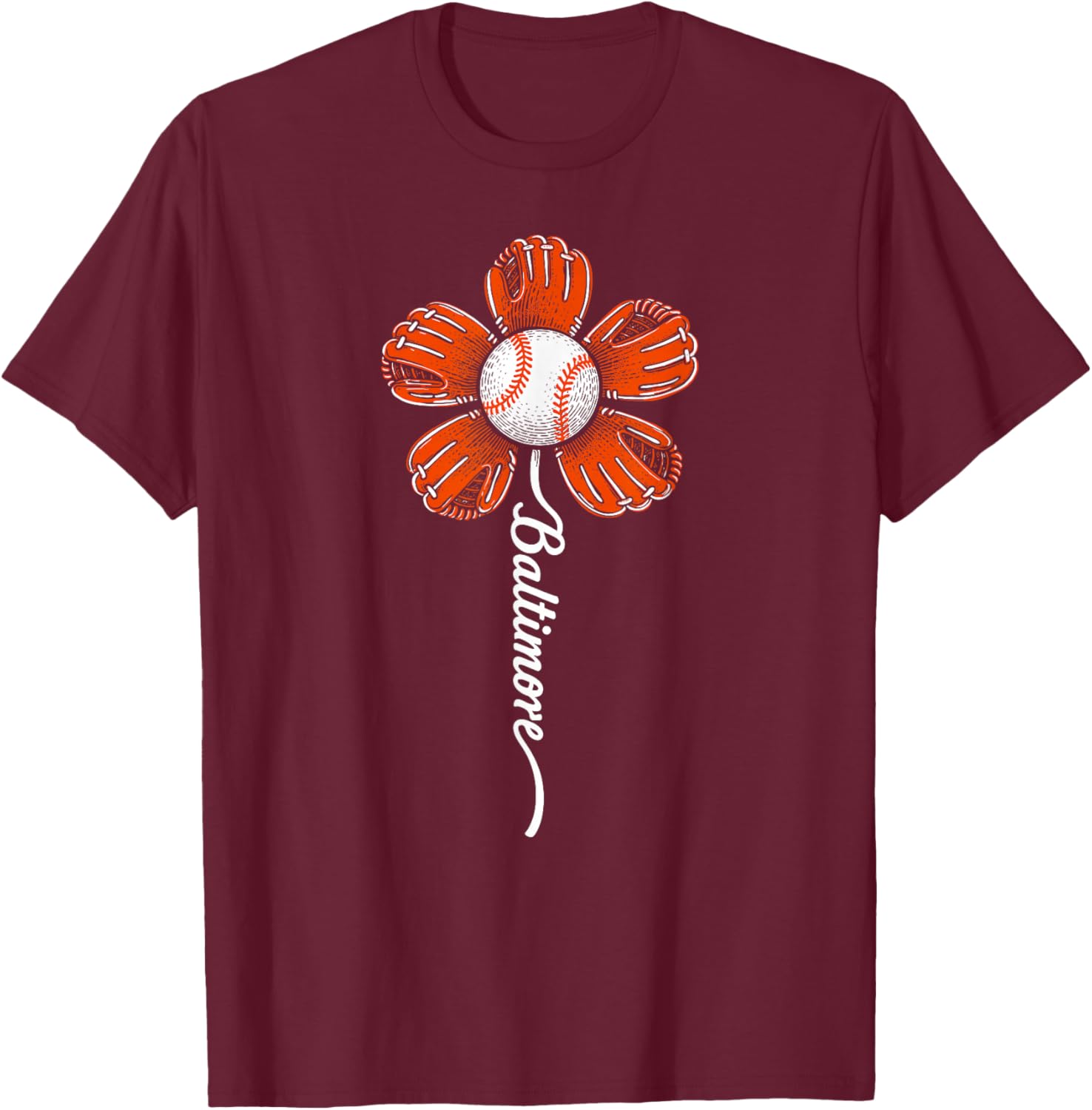 Baltimore Flower Women Boys Girls Kids T-Shirt - T-Shirt | Maroon