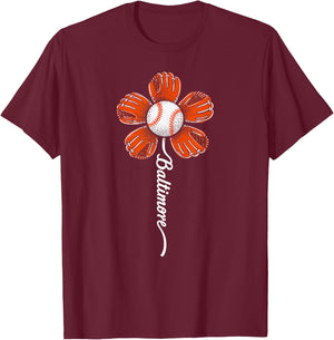 Baltimore Flower Women Boys Girls Kids T-Shirt - T-Shirt | Maroon