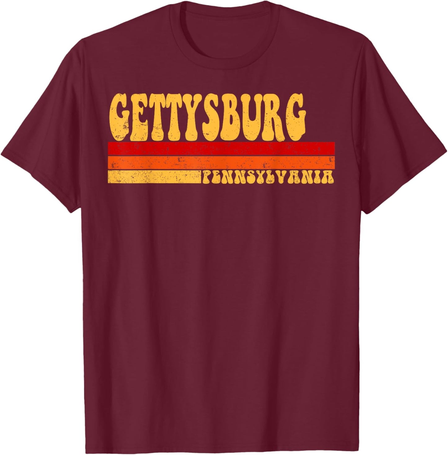 GETTYSBURG Pennsylvania City Vintage Roots Retro 70s 80s T-Shirt - T-Shirt | Maroon