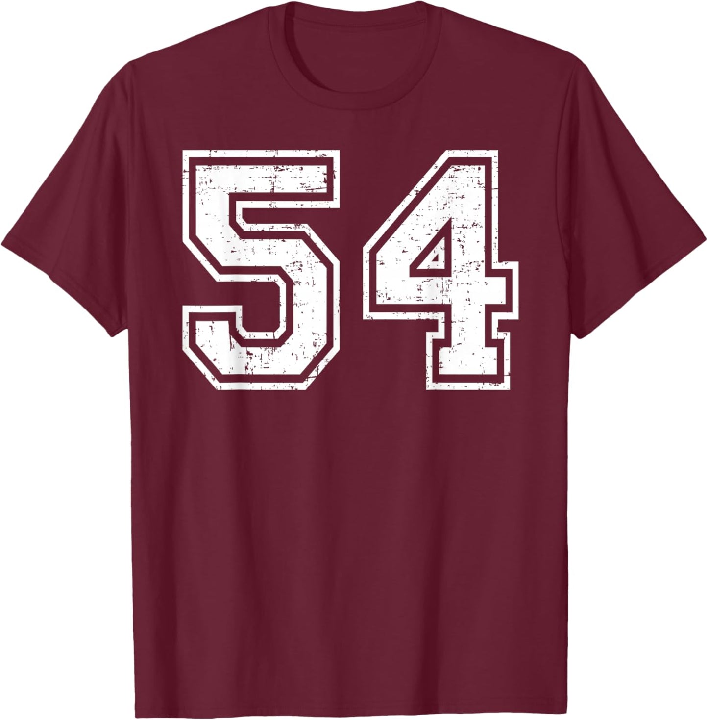54 Number Fifty-Four Team Sports Grunge Varsity Matching T-Shirt - T-Shirt | Maroon