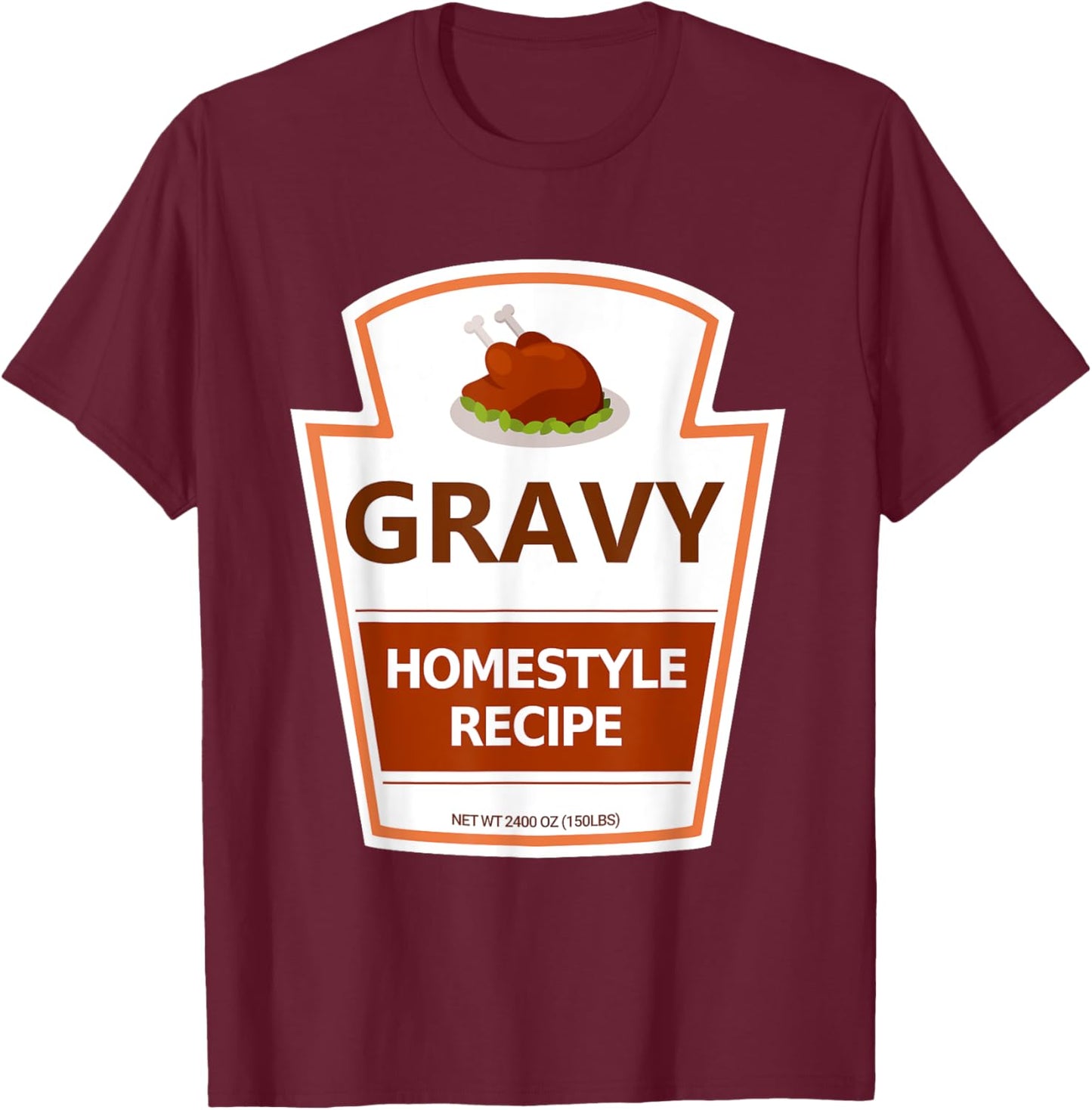 Lazy Costume Thanksgiving Gravy Jar T-Shirt - T-Shirt | Maroon