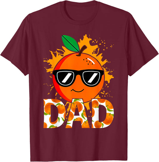 Dad of The Little Cutie Baby Shower Orange 1st Birthday T-Shirt - T-Shirt | Maroon