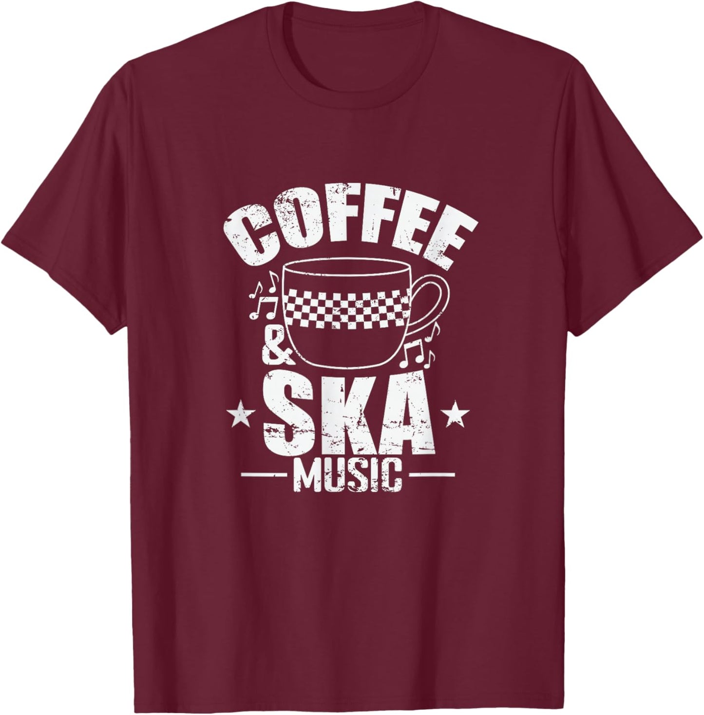 Coffee and Ska Music T-Shirt - T-Shirt | Maroon