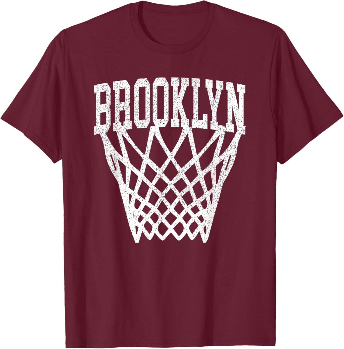 Brooklyn Vintage Basketball Net T-Shirt - T-Shirt | Maroon