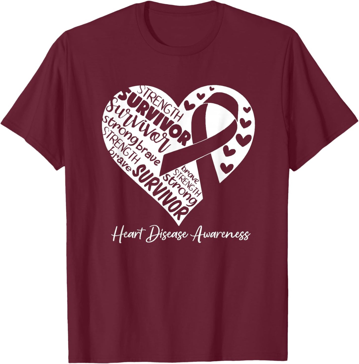 I'm A Survivor Heart Disease Awareness Red Ribbon CHD Heart T-Shirt - T-Shirt | Maroon