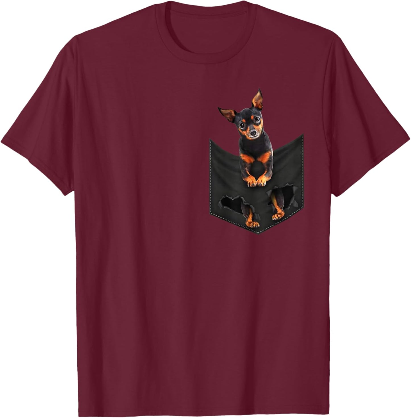 Funny Miniature Pinscher dog in Pocket Mini Pin Lovers T-Shirt - T-Shirt | Maroon