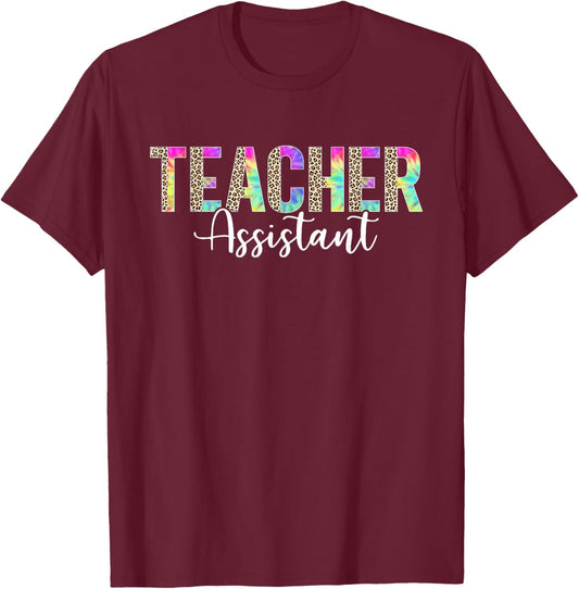 Teacher Assistant Appreciation Back To School Leopard T-Shirt - T-Shirt | Maroon