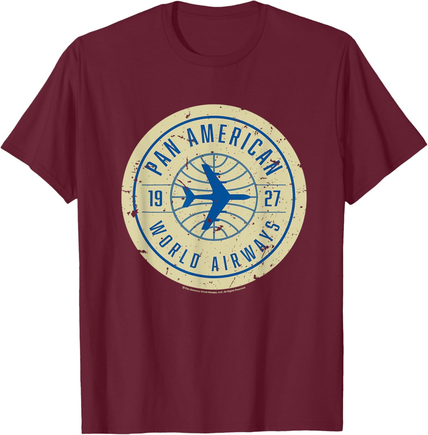 Pan Am 1927 World Airways Plane Badge Logo T-Shirt - T-Shirt | Maroon