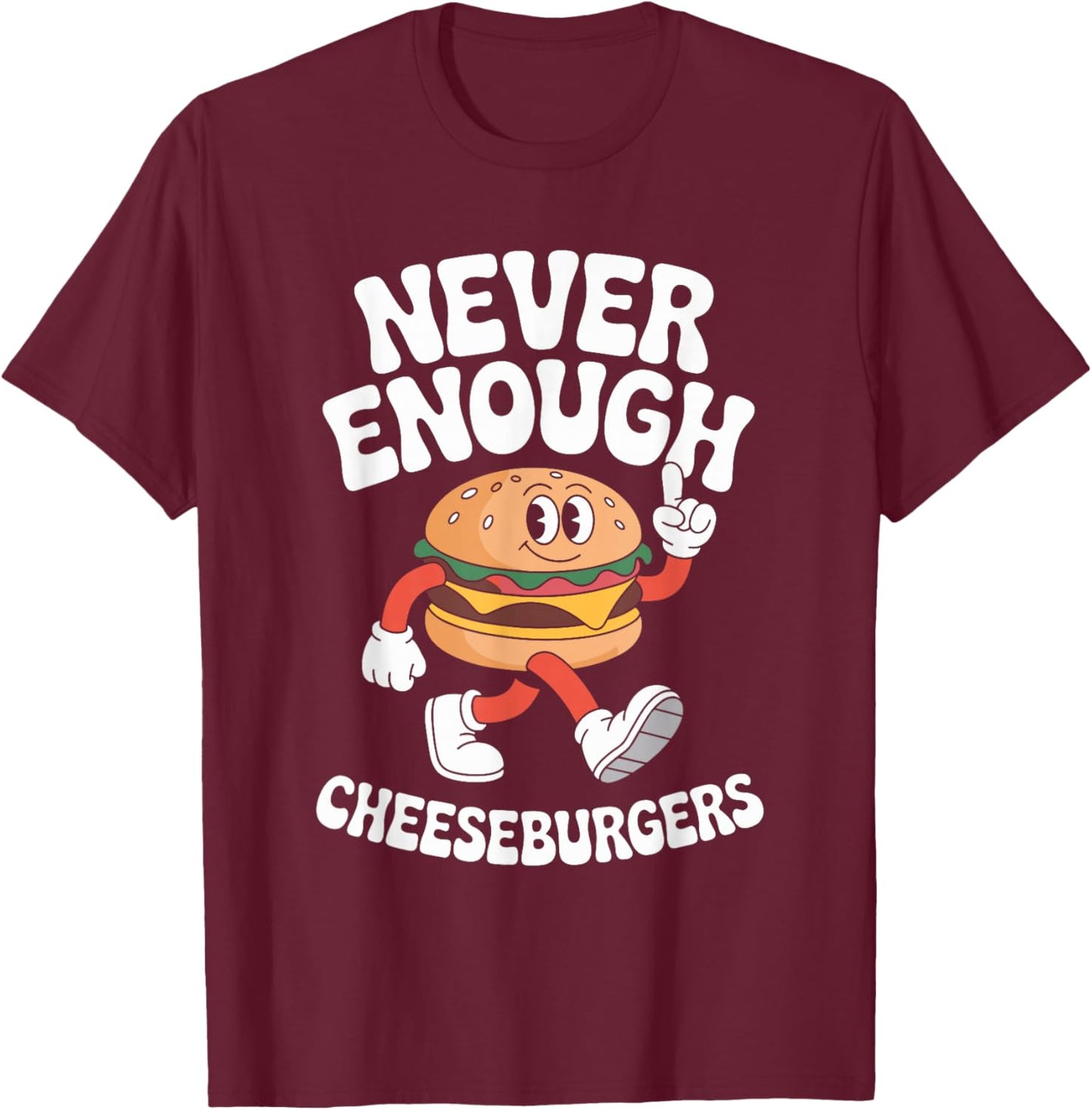 Funny Cheeseburger or Cheeseburgers Retro T-Shirt - T-Shirt | Maroon
