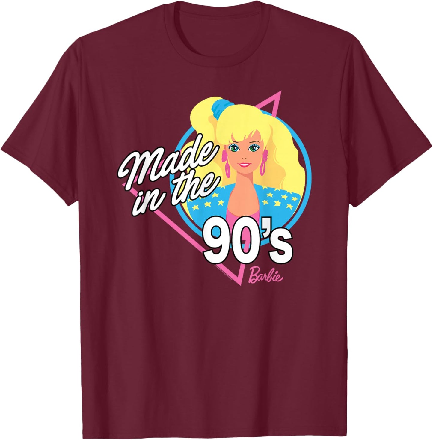 Barbie Damen und Kinder Schwarz Cartoon S Klein EU Crew-Ausschnitt Abgerundete Manschette T-Shirt - T-Shirt | Maroon
