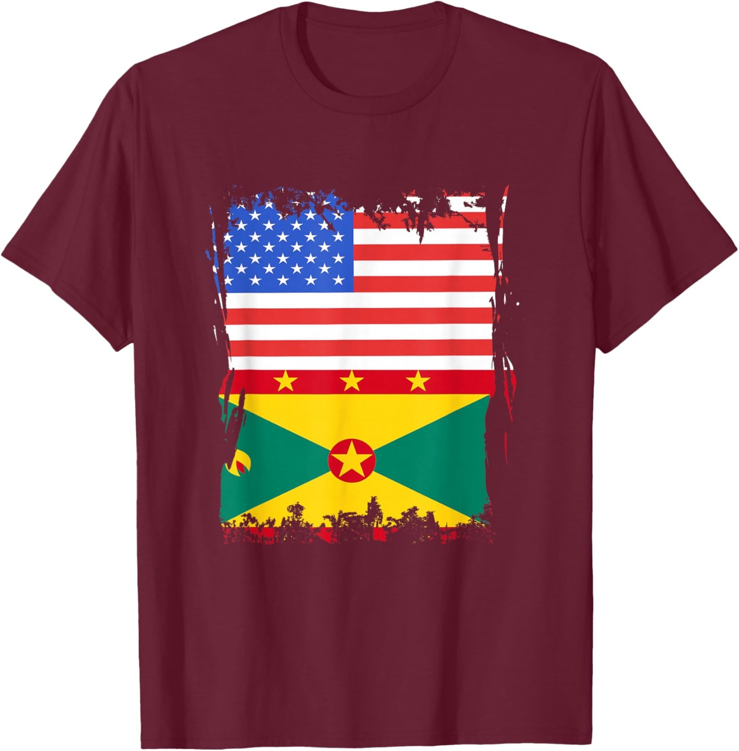 Grenada Flag America Grenadian Pride USA Grenadian Roots T-Shirt - T-Shirt | Maroon