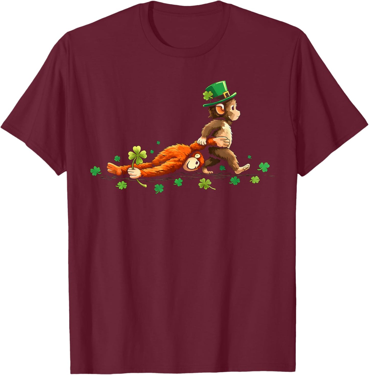 Monkey Punch Meme Little Punch Toy St Patricks Day Shamrock T-Shirt - T-Shirt | Maroon