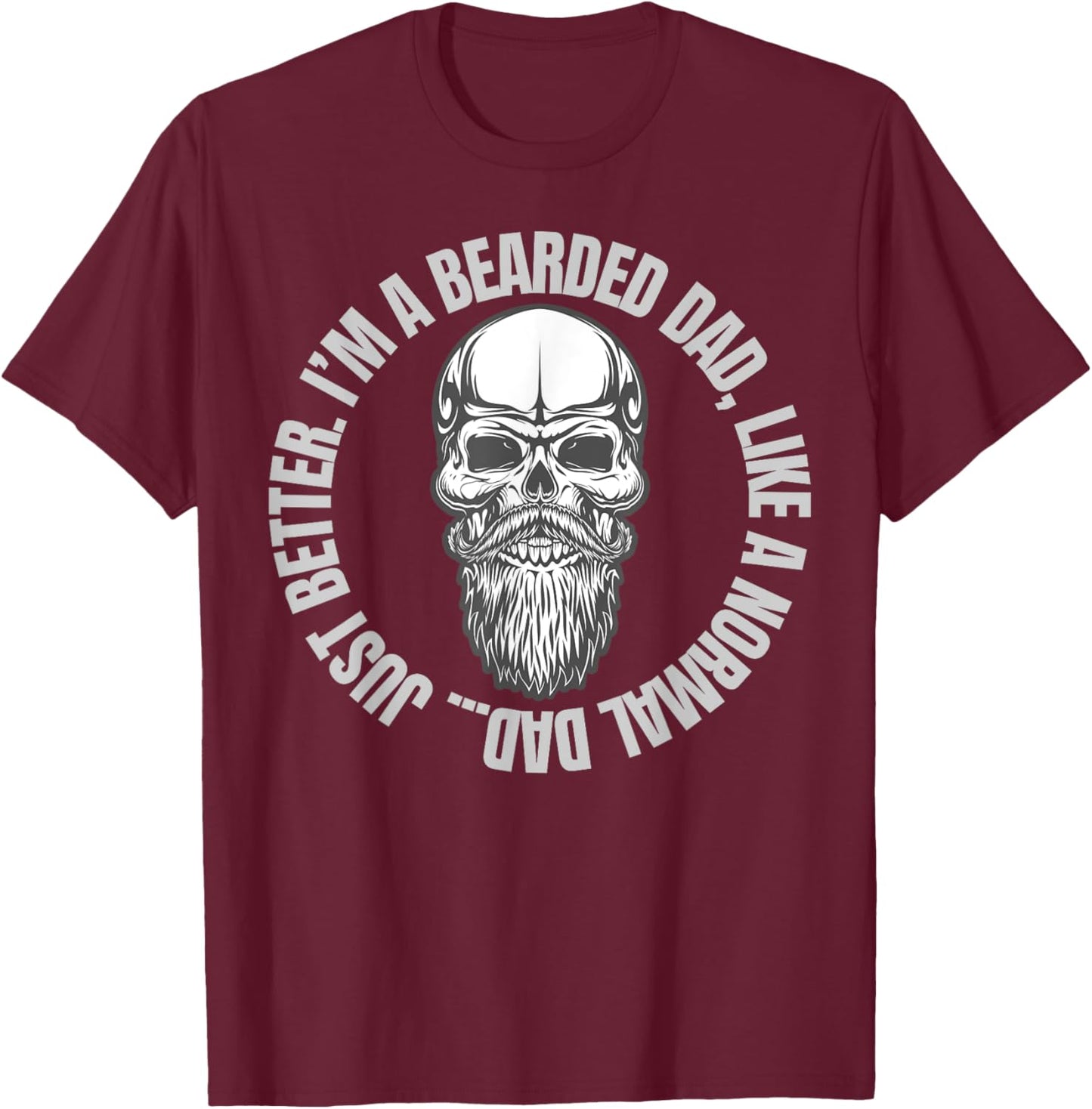 Beard Skull Tattoo Shirt Bearded Dad Gift Power In The Beard T-Shirt - T-Shirt | Maroon