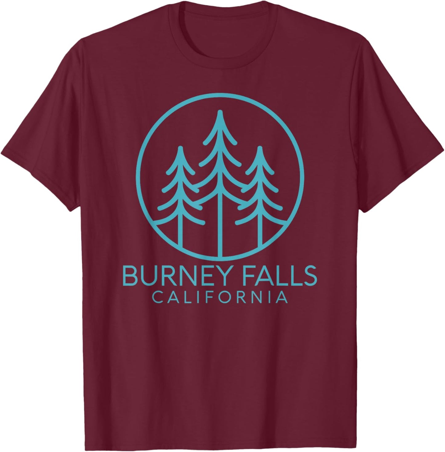 Burney Falls California USA Flag Vintage Cali Tree Shasta Ca T-Shirt - T-Shirt | Maroon