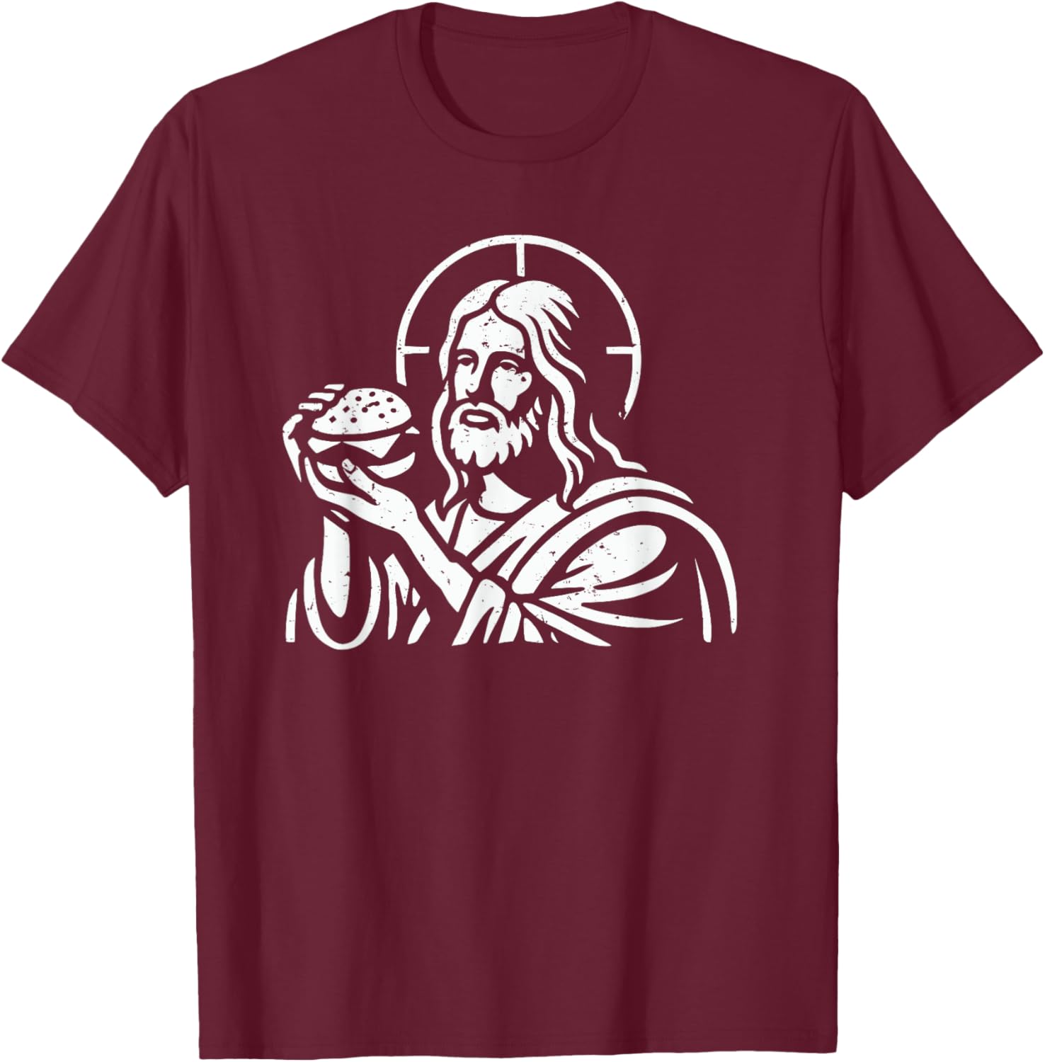 Jesus Funny Christian Cheeseburger Cheesusburger Novelty T-Shirt - T-Shirt | Maroon