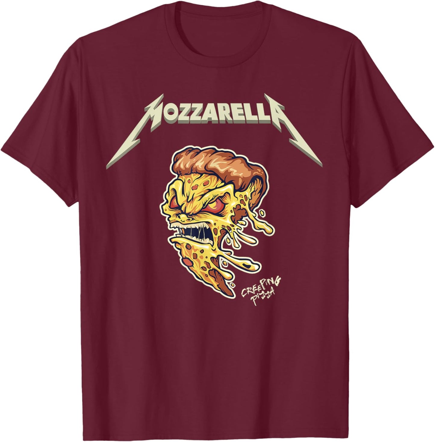Mozzarella Creeping Pizza Foodie Chef, Baker, Cook, Heavy T-Shirt - T-Shirt | Maroon