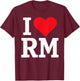 I Love RM Heart Retro Personalized First Name Groovy T-Shirt - T-Shirt | Maroon