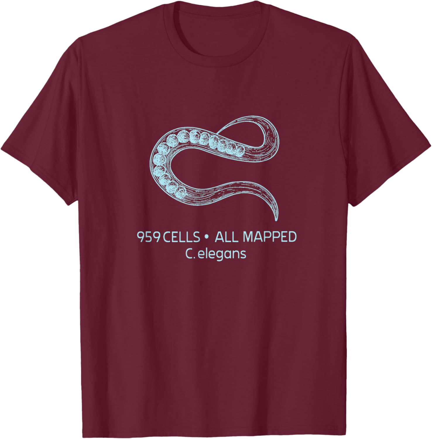959 Cell All Mapped Biology Funny C Elegans T-Shirt - T-Shirt | Maroon
