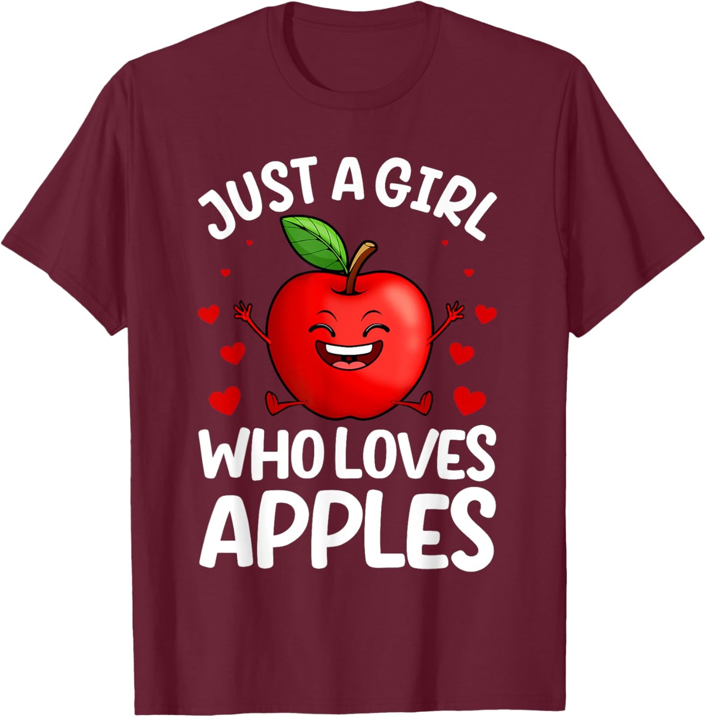 Funny Apple Art For Girls Kids Women Apple Fruit Lover Apple T-Shirt - T-Shirt | Maroon