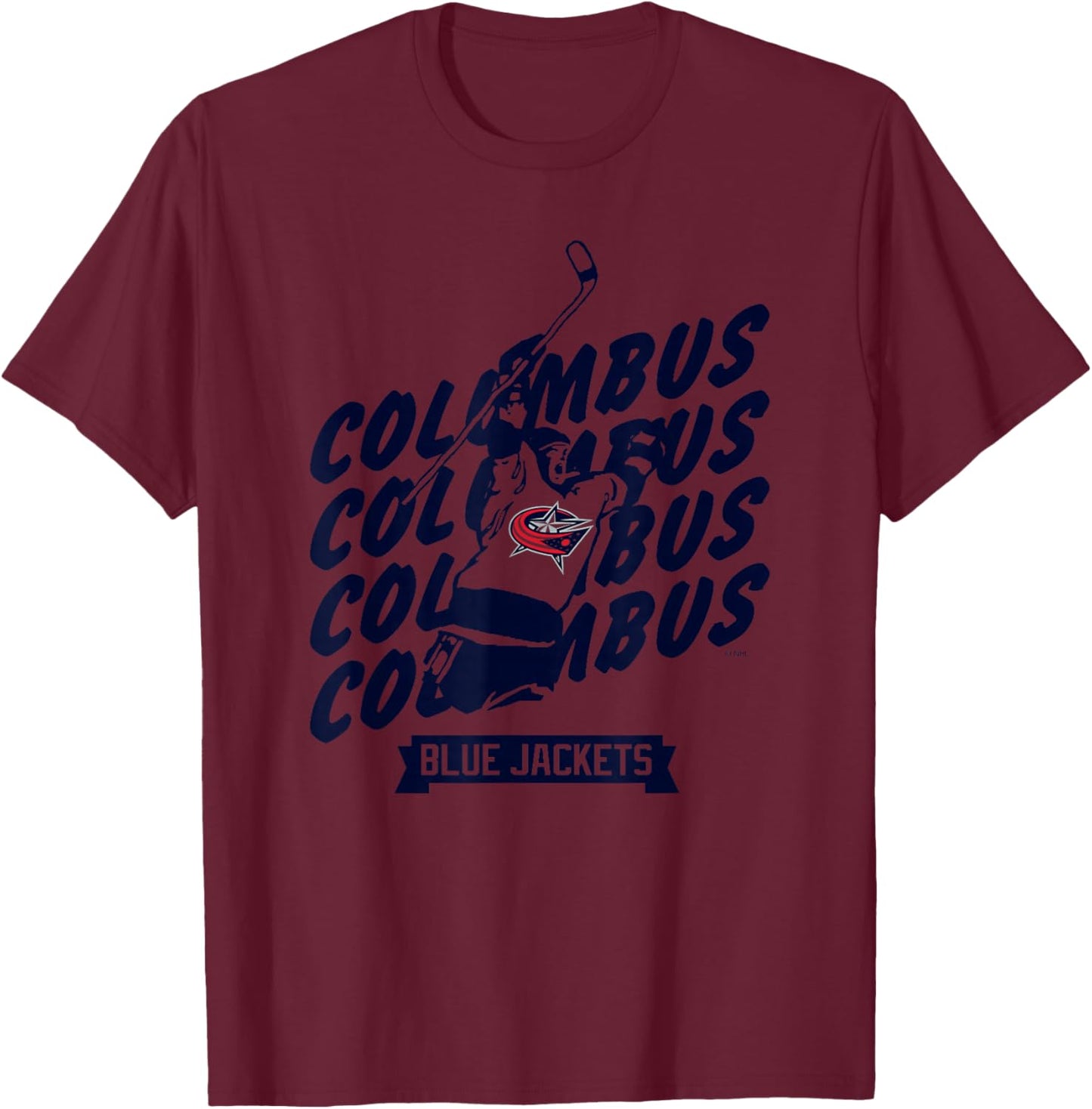 Columbus Blue Jackets Graffiti White Officially Licensed T-Shirt - T-Shirt | Maroon