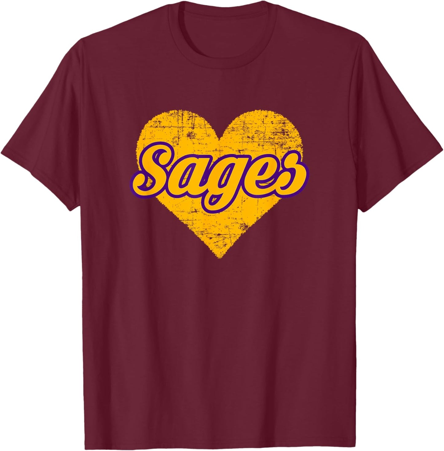 Monticello Sages Over Heart T-Shirt - T-Shirt | Maroon