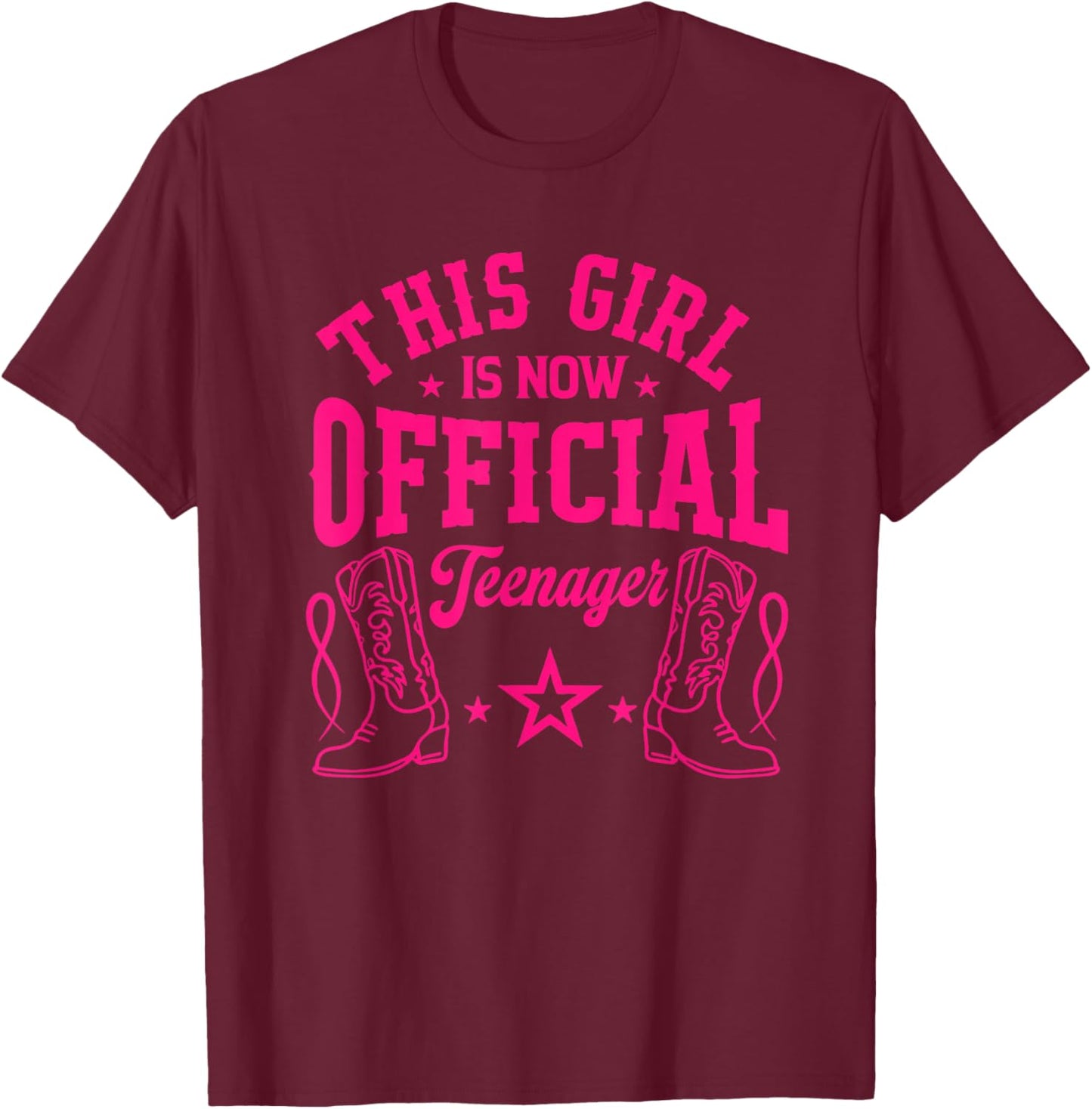 Official Teenager Western 13th Birthday Cowgirl 13 Yrs Old T-Shirt - T-Shirt | Maroon