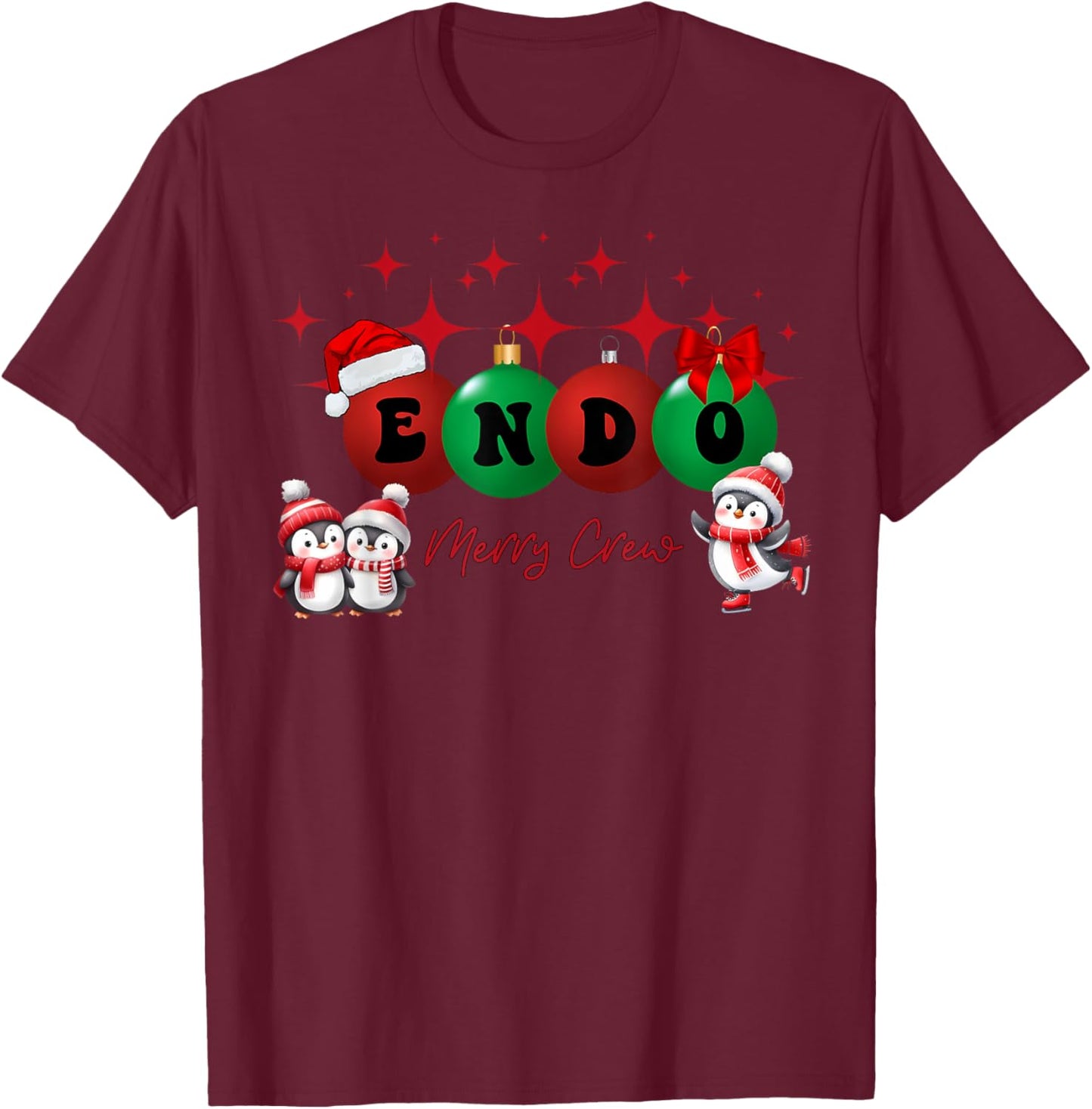 Christmas Endo Crew Endoscopy Nurse GI Colonoscopy Penguin T-Shirt - T-Shirt | Maroon