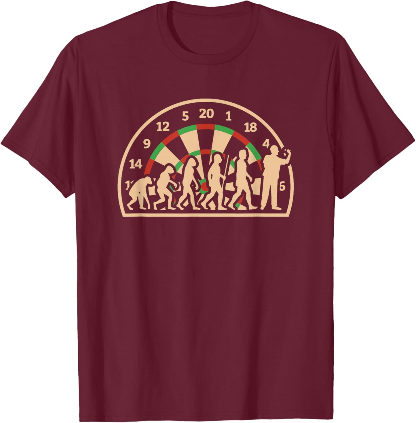 Dart Evolution Retro Dartboard Player Men Women T-Shirt - T-Shirt | Maroon