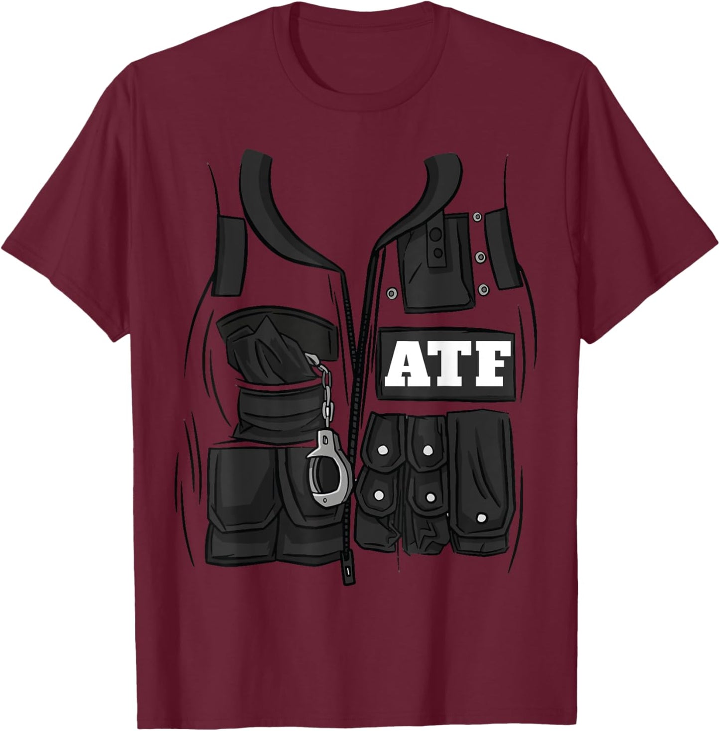 ATF Federal Agent Halloween Costume ATF T-Shirt - T-Shirt | Maroon