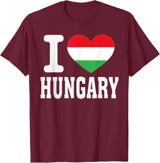I Love Hungary Heart Souvenir Lovers Pride Travel T-Shirt - T-Shirt | Maroon