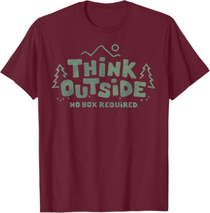 Think Outside No Box Required Graphic T-Shirt - T-Shirt | Maroon