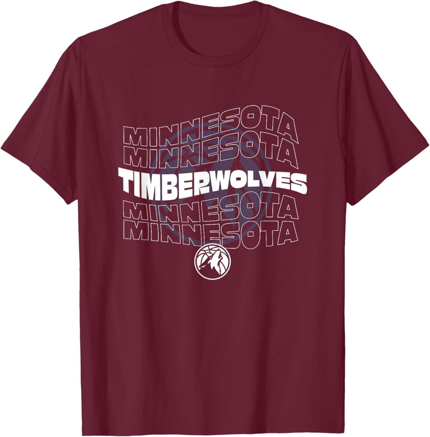 NBA Minnesota Timberwolves Wave Outline Team T-Shirt - T-Shirt | Maroon