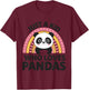 Kids Kids Panda Children T-Shirt - T-Shirt | Maroon