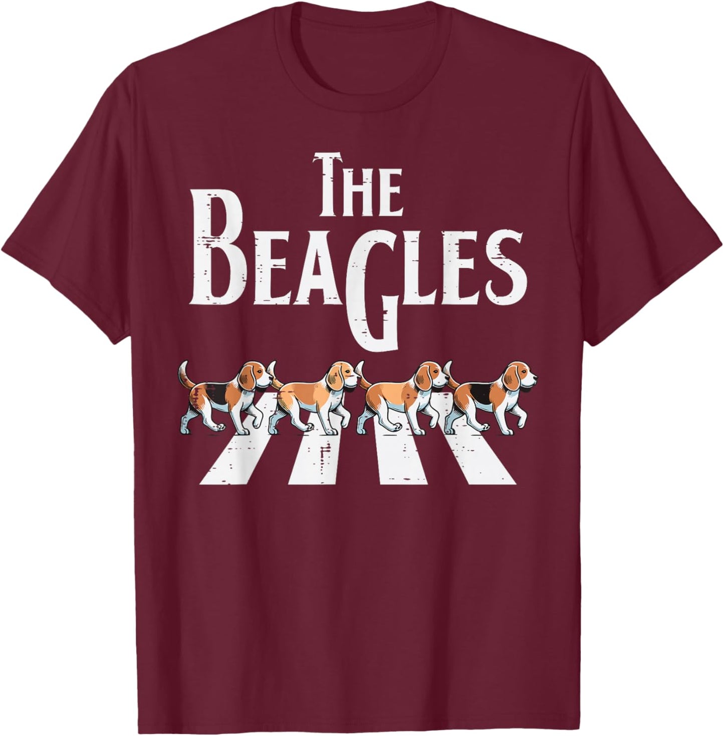 The Beagles Dogs Crossing Funny Saying Parody Men Women Kids T-Shirt - T-Shirt | Maroon