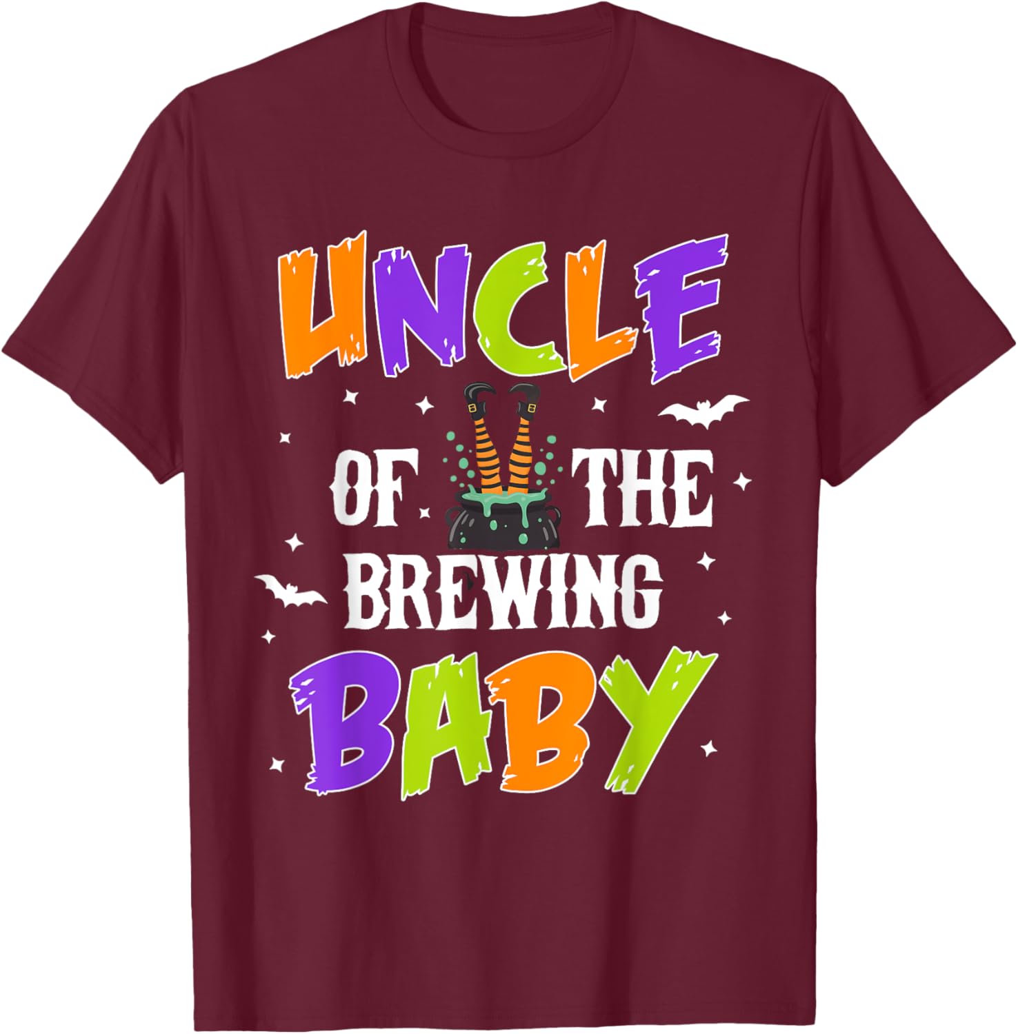 Uncle of the Brewing Baby Halloween Theme Baby Shower T-Shirt - T-Shirt | Maroon