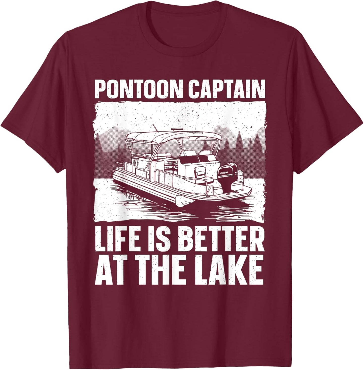 Funny Pontoon Captain Art Women Pontoon Boat Lover T-Shirt - T-Shirt | Maroon