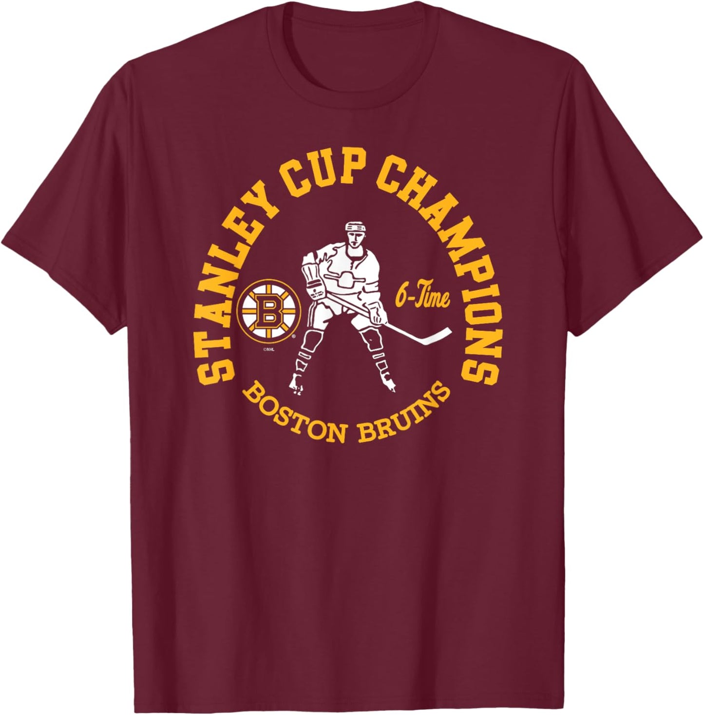 Boston Bruins Stanley Cup Champions 6-Time Black T-Shirt - T-Shirt | Maroon