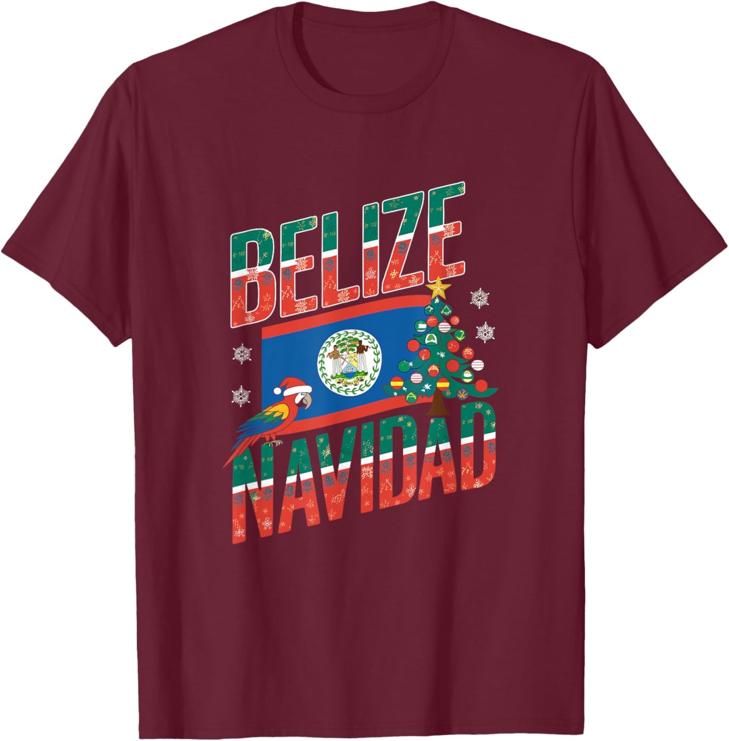 Belize Navidad Funny Christmas Pun Saying Holiday Vacation T-Shirt - T-Shirt | Maroon