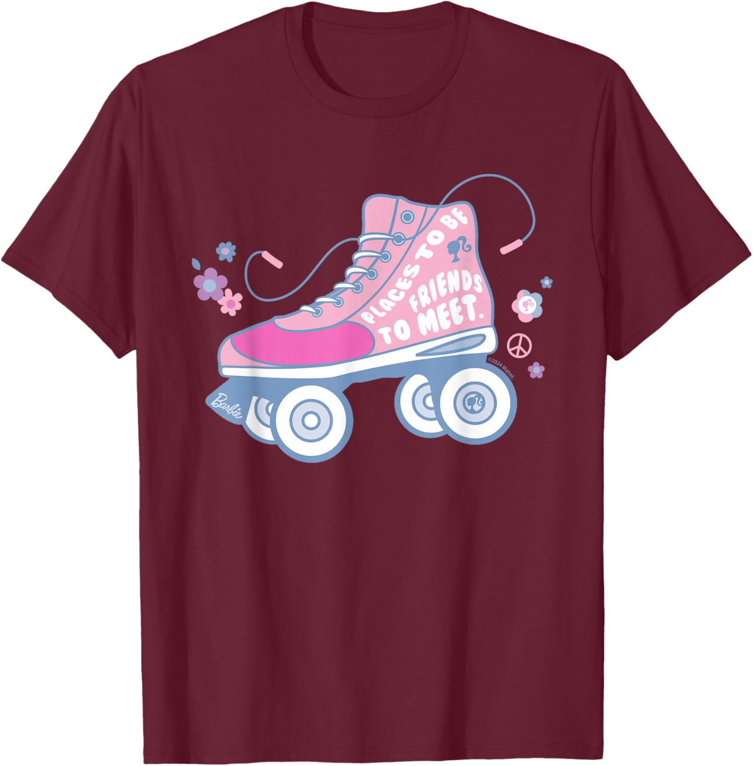 Barbie Roller Skate - Lieux où Aller, Amis à Rencontrer T-Shirt - T-Shirt | Maroon