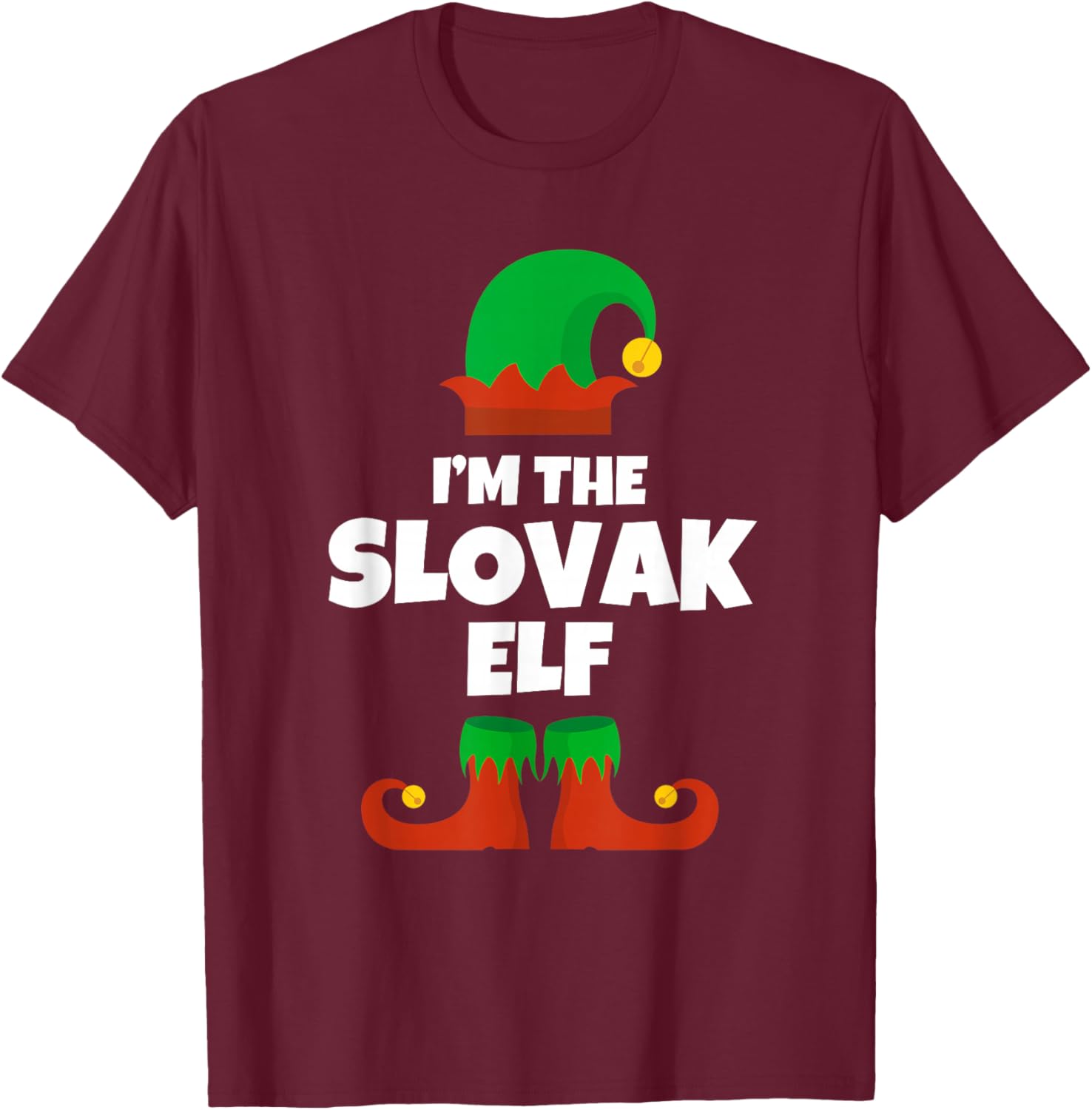 I'm The Slovak Elf Family Pajama Christmas Funny Slovakia T-Shirt - T-Shirt | Maroon