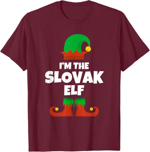 I'm The Slovak Elf Family Pajama Christmas Funny Slovakia T-Shirt - T-Shirt | Maroon