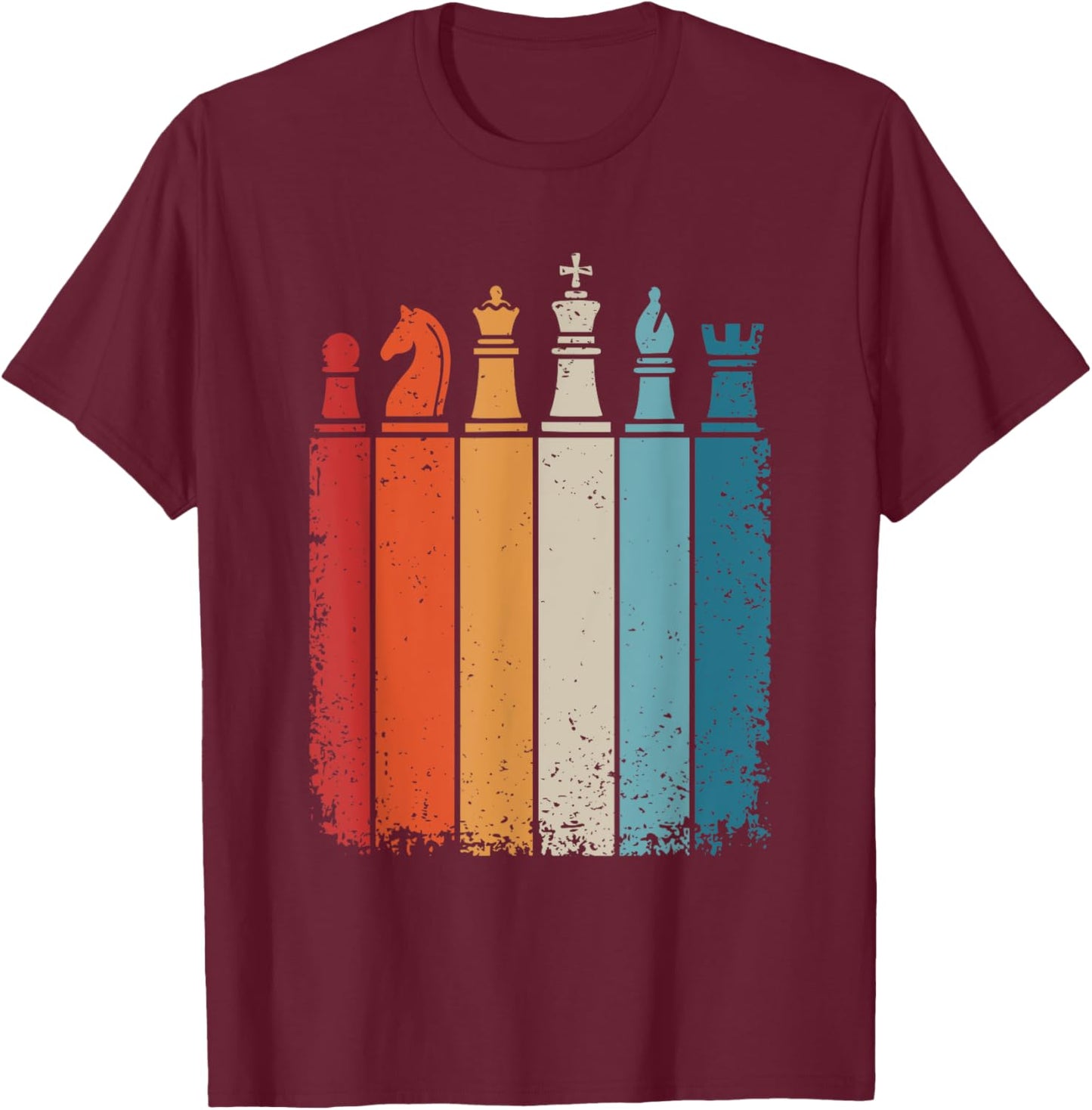 Chess Player Vintage Chess Pieces T-Shirt - T-Shirt | Maroon
