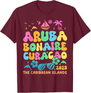 Aruba Bonaire Curacao 2025 Island Carribbean Traveling Trip T-Shirt - T-Shirt | Maroon