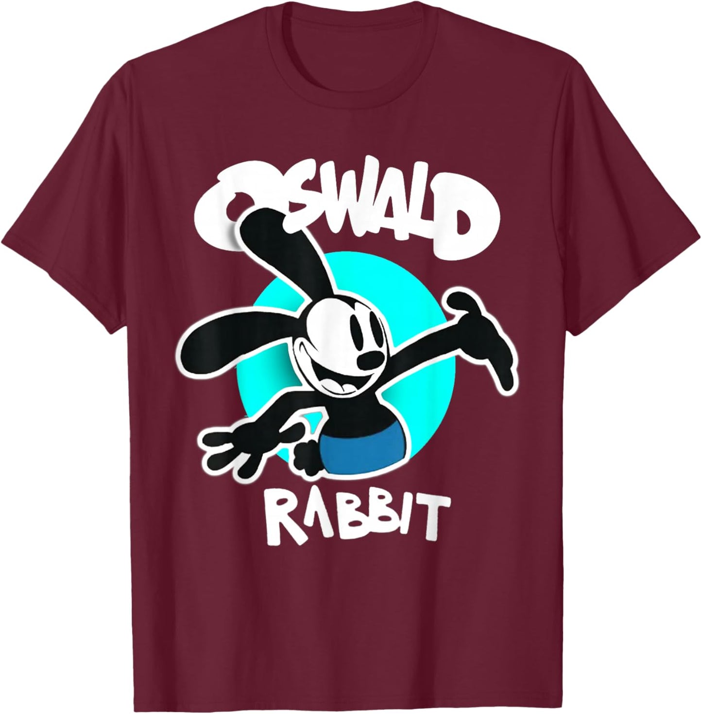 Oswald Rabbit Vintage Cartoon Bunny Happy Teal T-Shirt - T-Shirt | Maroon