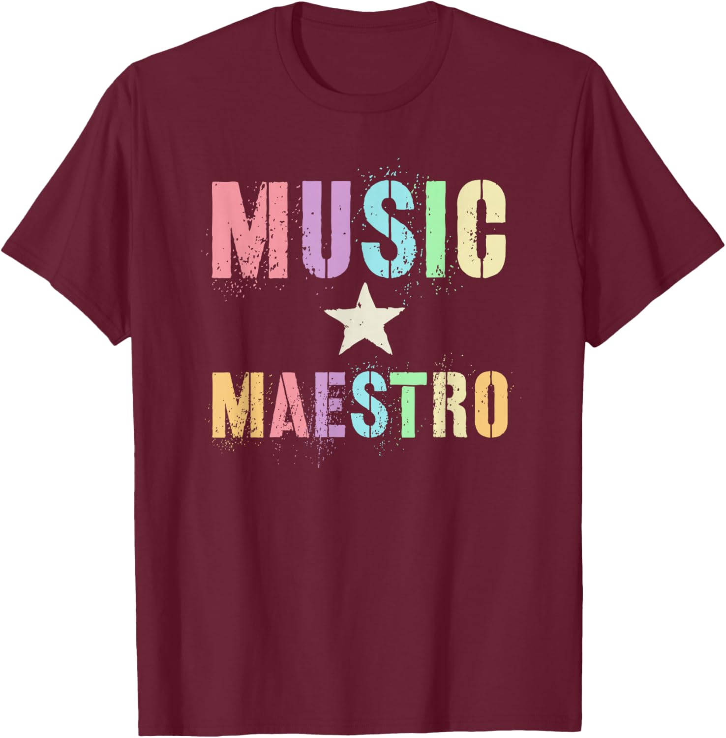 Vintage MUSIC MAESTRO Composer Teacher Musical Instrument T-Shirt - T-Shirt | Maroon